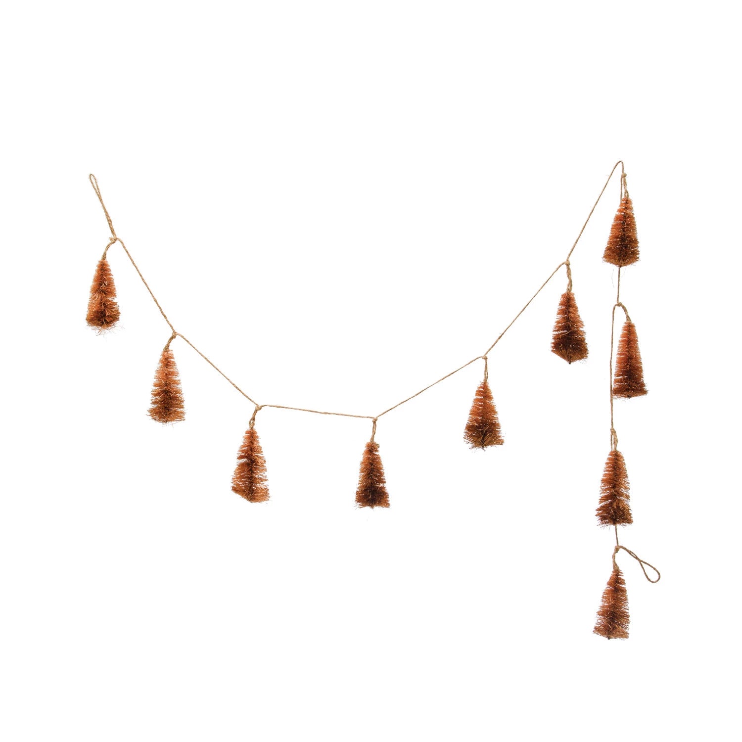 Sisal Bottle Brush Tree Garland with Jute Cord, Brown Ombré - 60"L