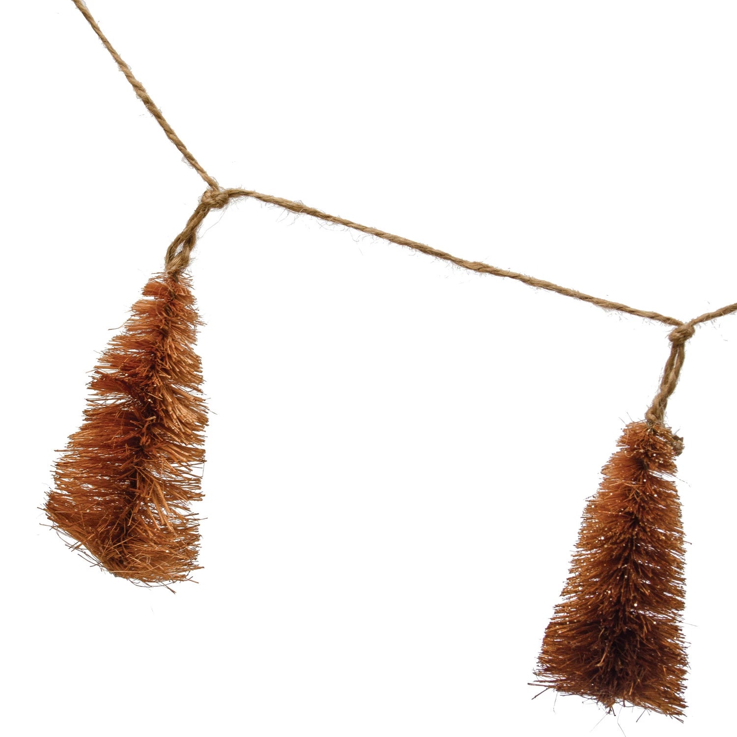 Sisal Bottle Brush Tree Garland with Jute Cord, Brown Ombré - 60"L