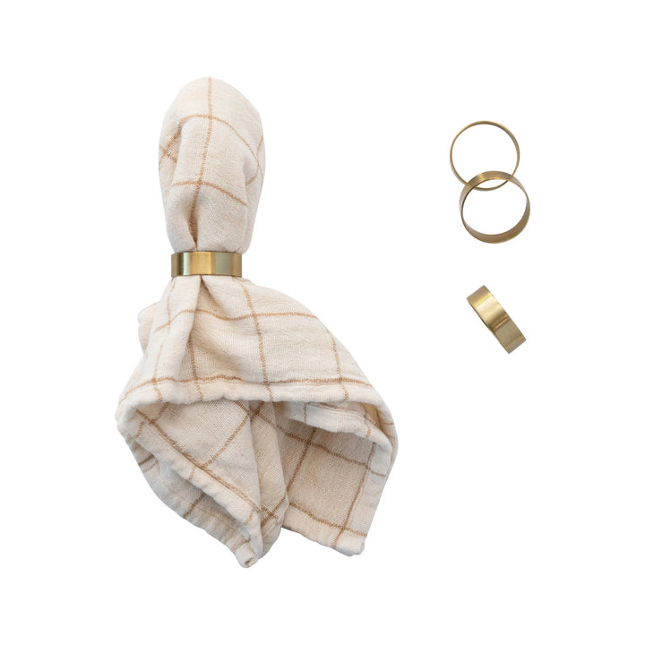 Brass Napkin Rings in Box, Set of 4