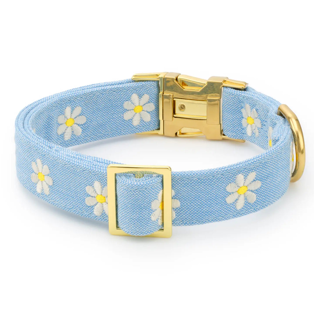 Daisy Embroidered Dog Collar