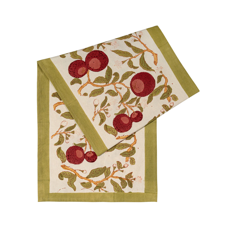 Orange Tree Table Runner - Red Green - 16" x 72"
