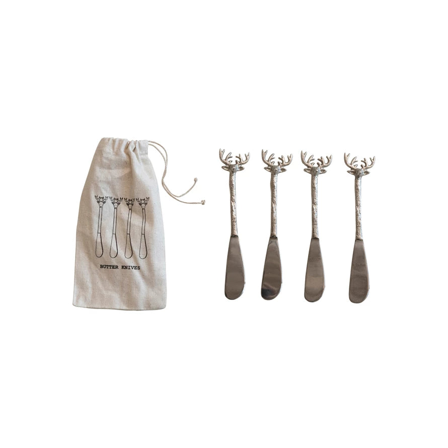 Reindeer Canape Knives, Set of 4 in Bag