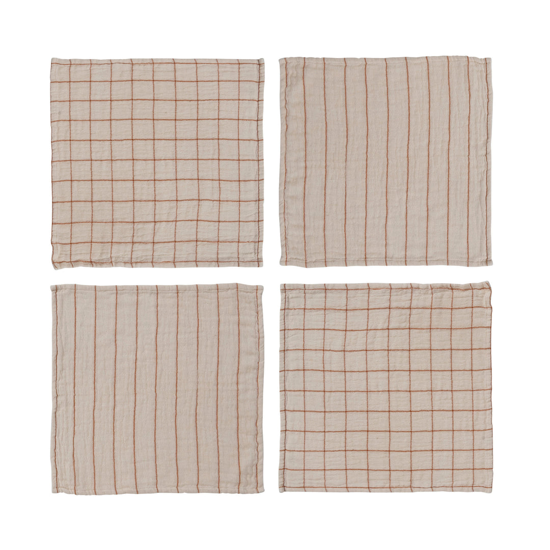 Fall Cotton Double Cloth Napkins, Set of 4