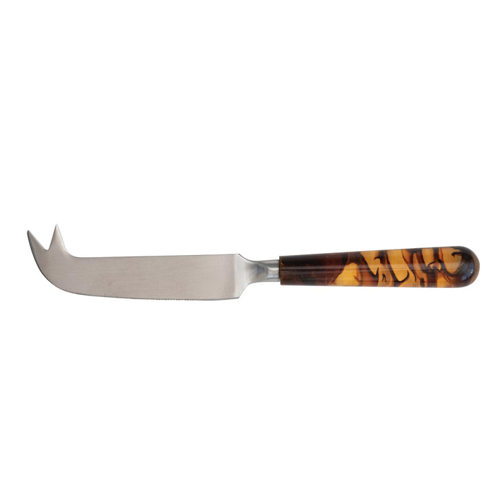 Stainless Steel Cheese Knife w/ Resin Handle, Tortoise Shell Finish