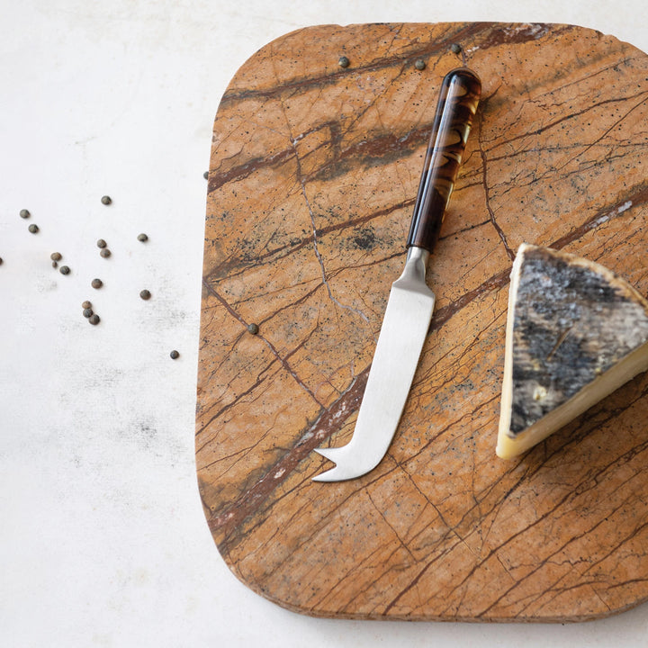 Stainless Steel Cheese Knife w/ Resin Handle, Tortoise Shell Finish