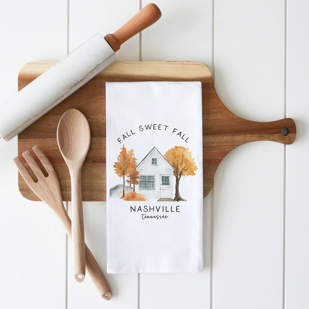 Concord, NH Fall Home Tea Towel: Natural • Cotton/Linen Blend
