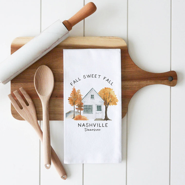 Concord, NH Fall Home Tea Towel: Natural • Cotton/Linen Blend