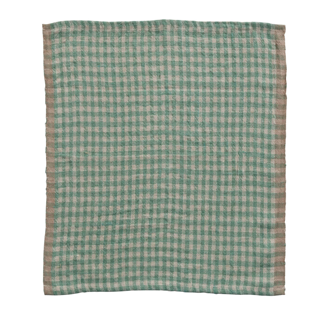 Woven Linen Napkins, Aqua Gingham, Set of 4