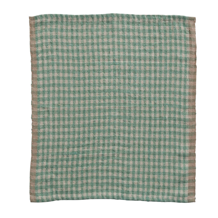 Woven Linen Napkins, Aqua Gingham, Set of 4