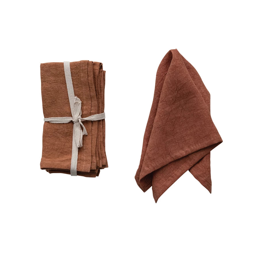 Terra Cotta Stonewashed Linen Napkins, Set of 4