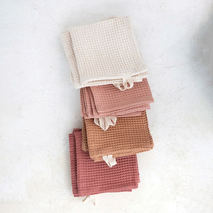 Woven Linen & Cotton Waffle Dish Cloths, Set of 4