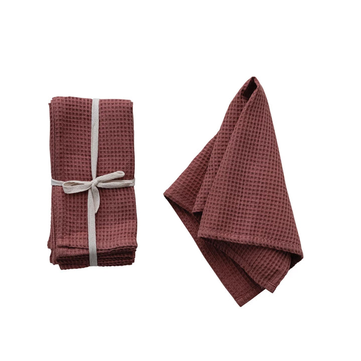 Rust Woven Linen & Cotton Waffle Napkins, Set of 4