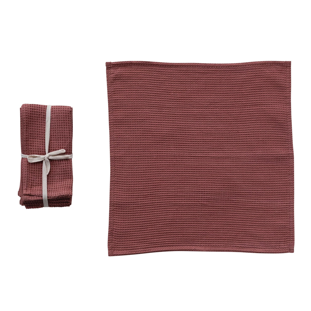 Rust Woven Linen & Cotton Waffle Napkins, Set of 4