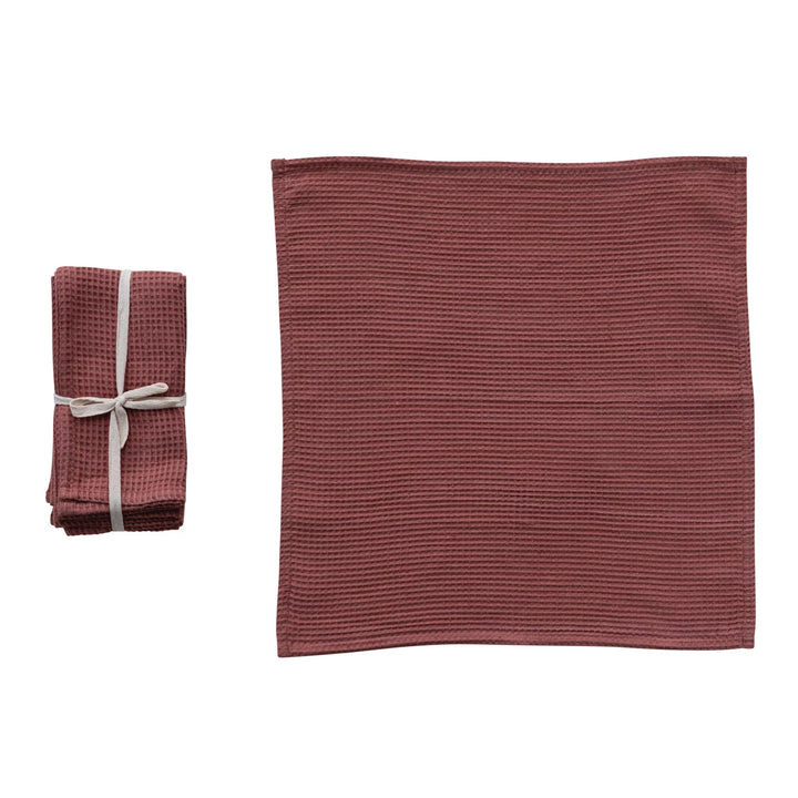 Rust Woven Linen & Cotton Waffle Napkins, Set of 4