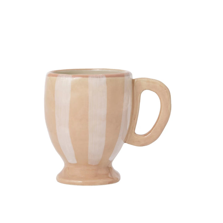 White & Blush Hand-Painted Stoneware Footed Mug