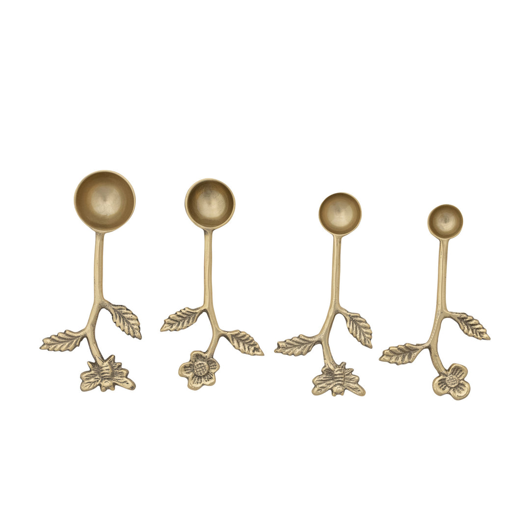 Cast Aluminum Measuring Spoons with Leaf & Flower Handles, Set of 4
