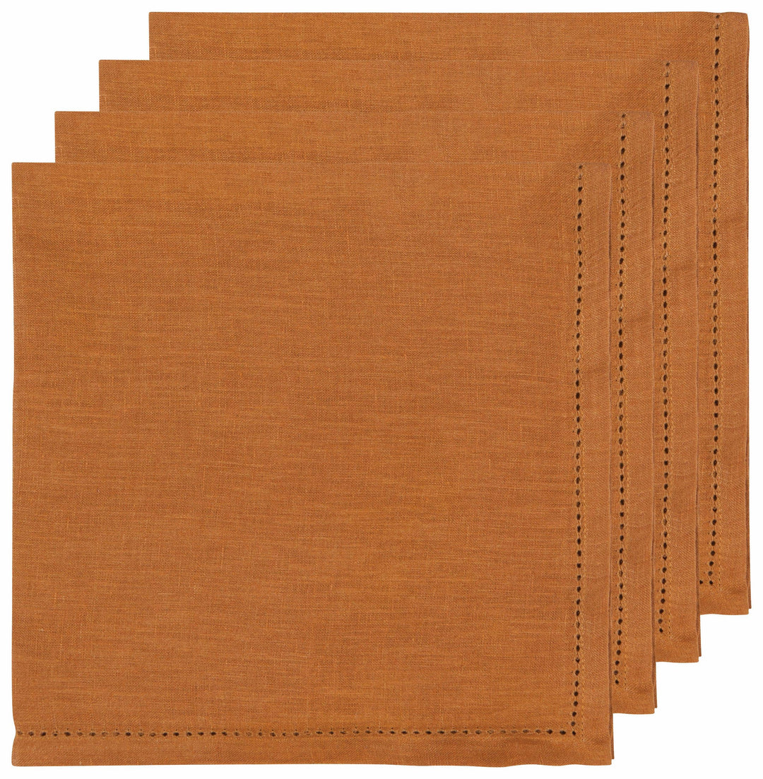 Amber Hemstitch Linen Napkins Set of 4