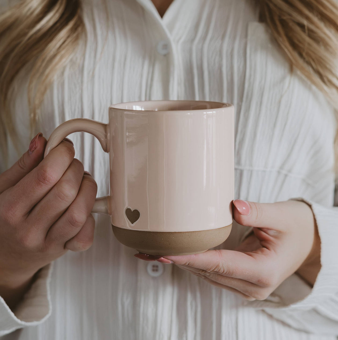 *NEW* Heart Pink Stoneware Coffee Mug - Valentine's Day Gift