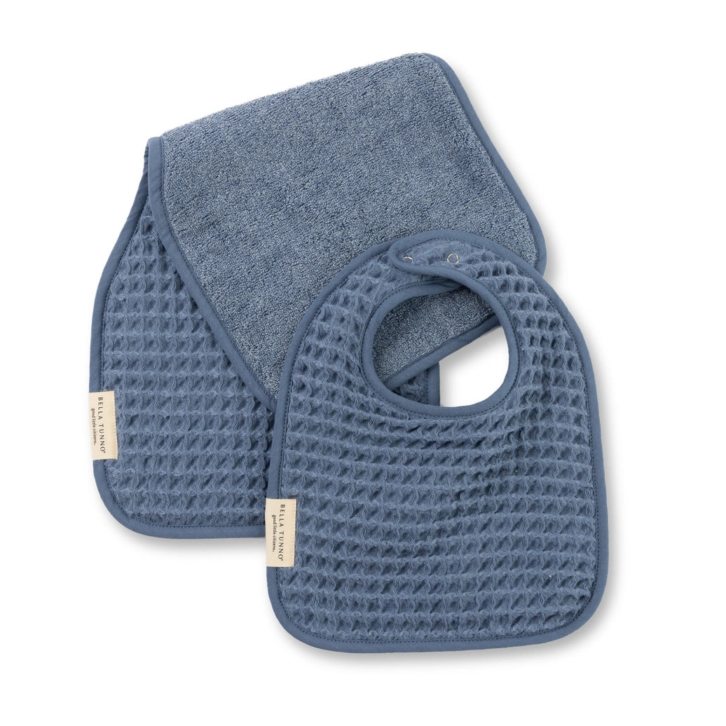 Bella Tunno Reversible Bib + Burp Set Rain