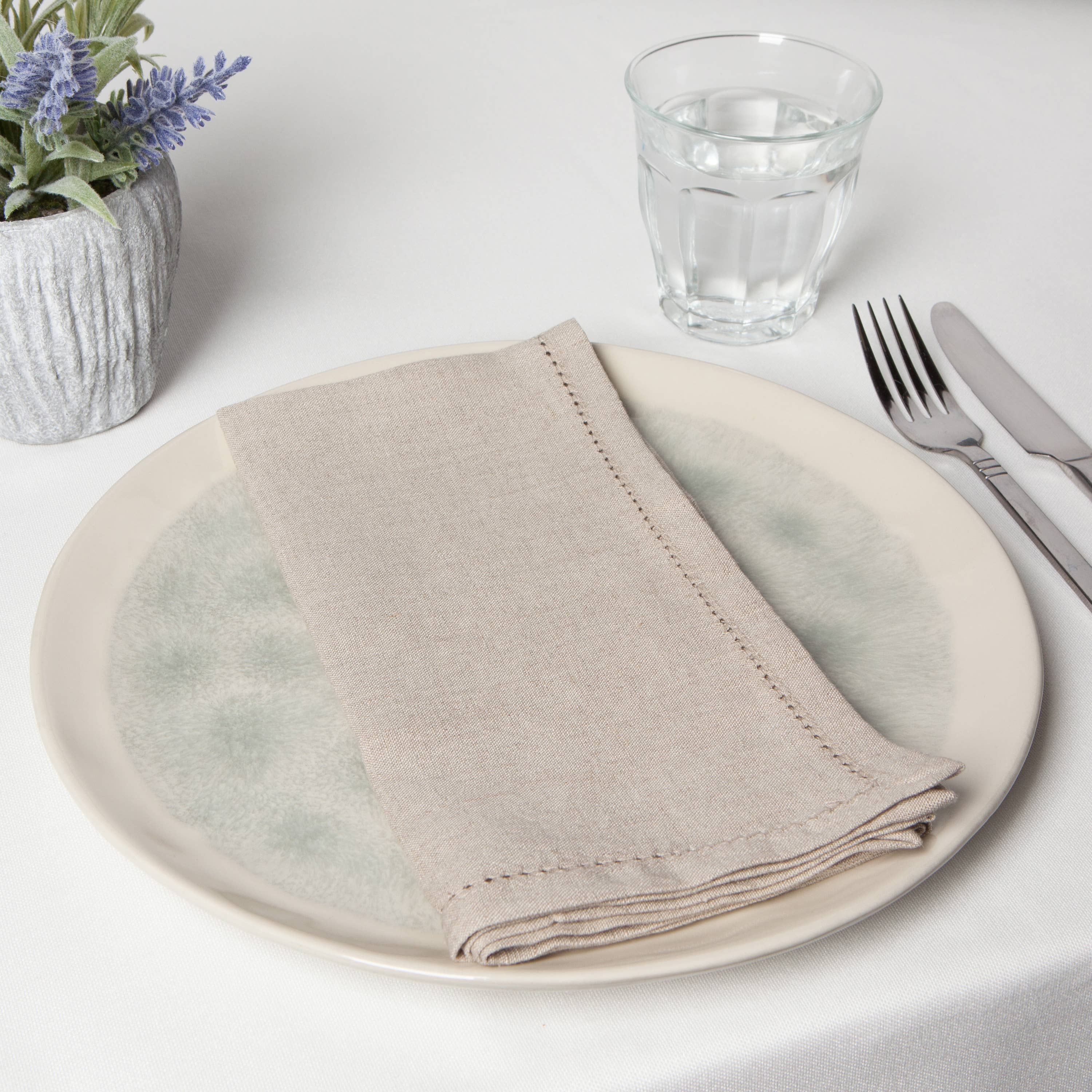 Natural Hemstitch Linen Napkins Set of 4