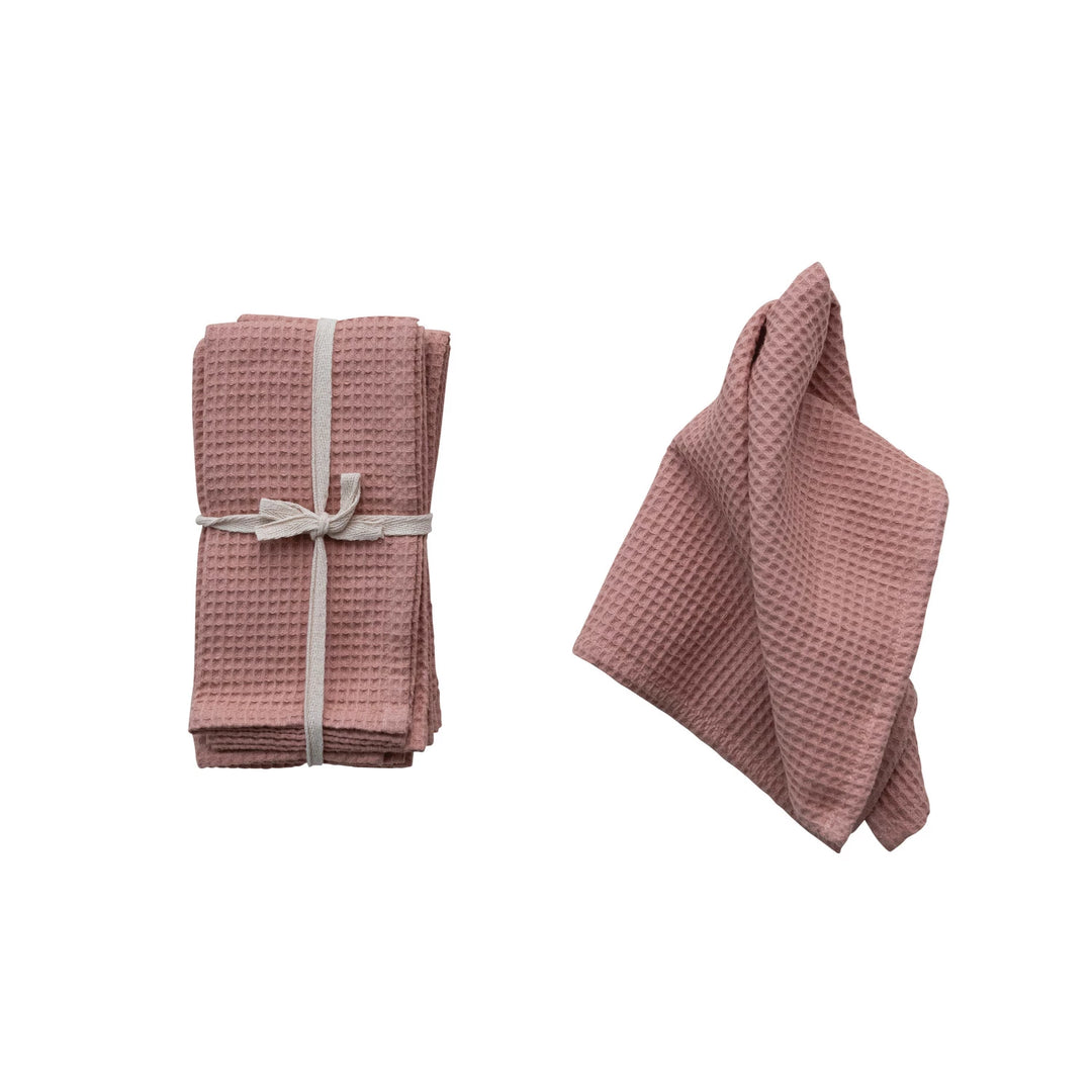 Woven Linen & Cotton Waffle Napkins, Set of 4 - Putty Color