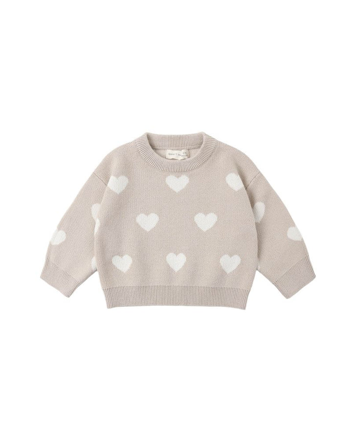 Quincy Mae Heart Knit Sweater || Oat