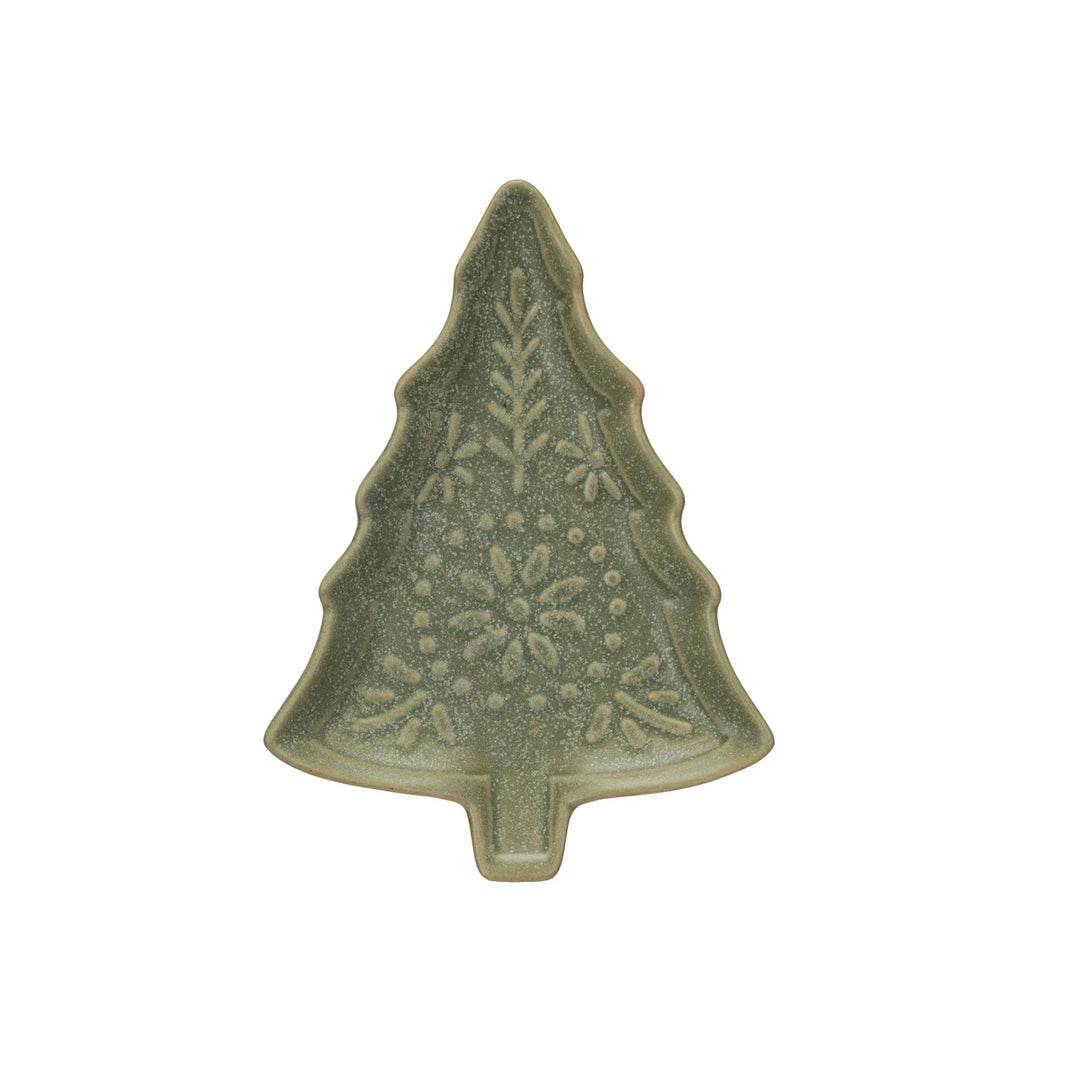 Sage Stoneware Tree Shaped Plate