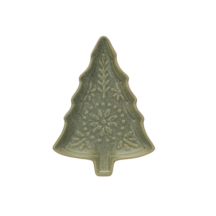 Sage Stoneware Tree Shaped Plate