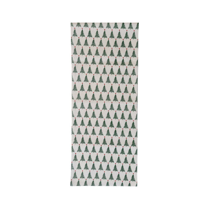 Christmas Tree Cotton Printed Table Runner, 72"
