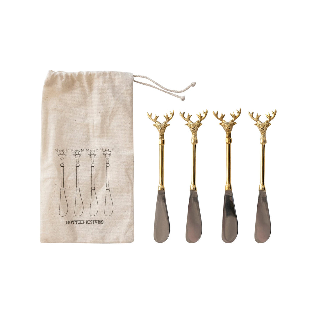 Reindeer Canape Knives, Set of 4