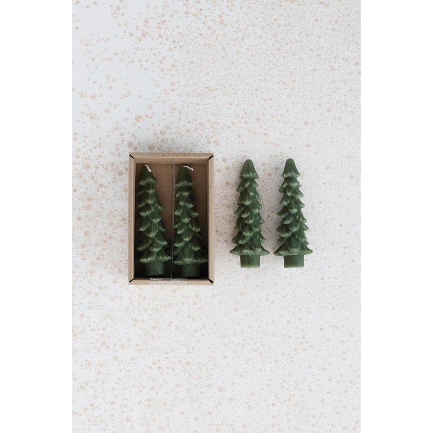 Evergreen Tree Shaped Taper Candles, Set of 2, 5"