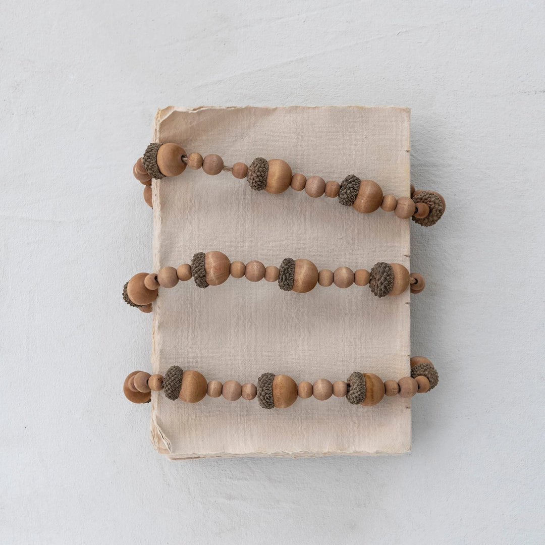 Wood Acorn & Bead Garland