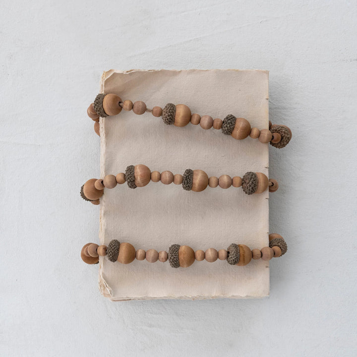 Wood Acorn & Bead Garland