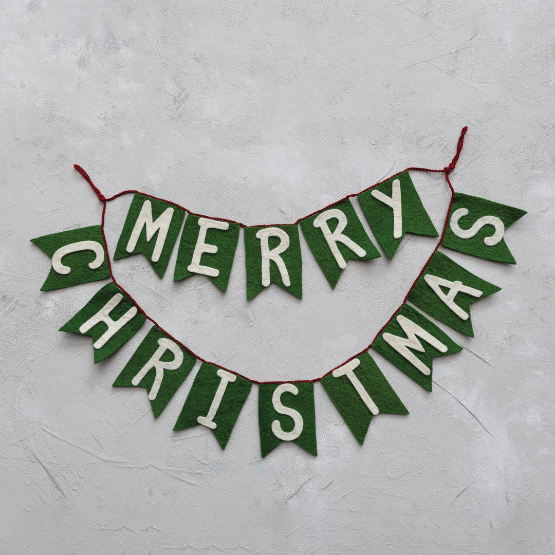 Merry Christmas Wool Felt Banner