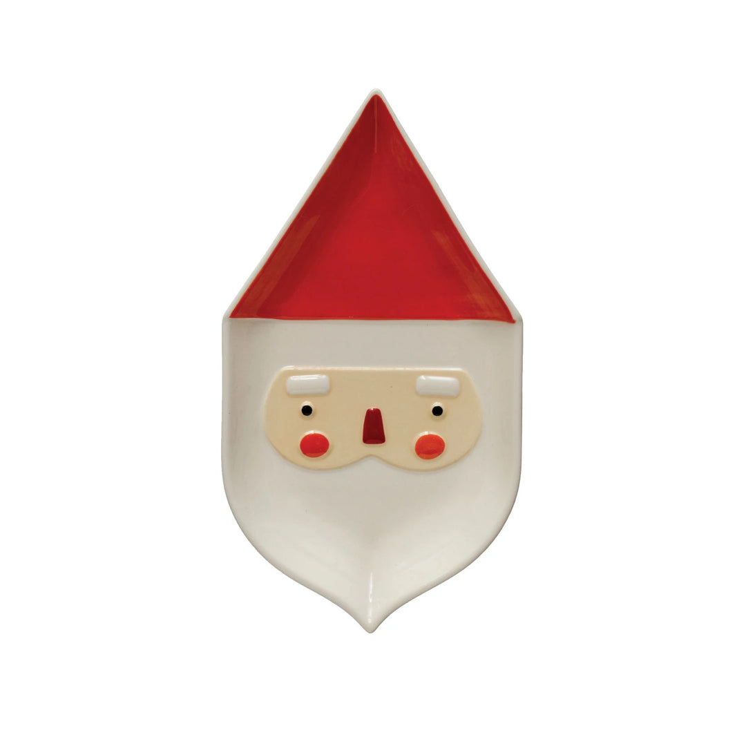 Stoneware Santa Shaped Platter, Red & White