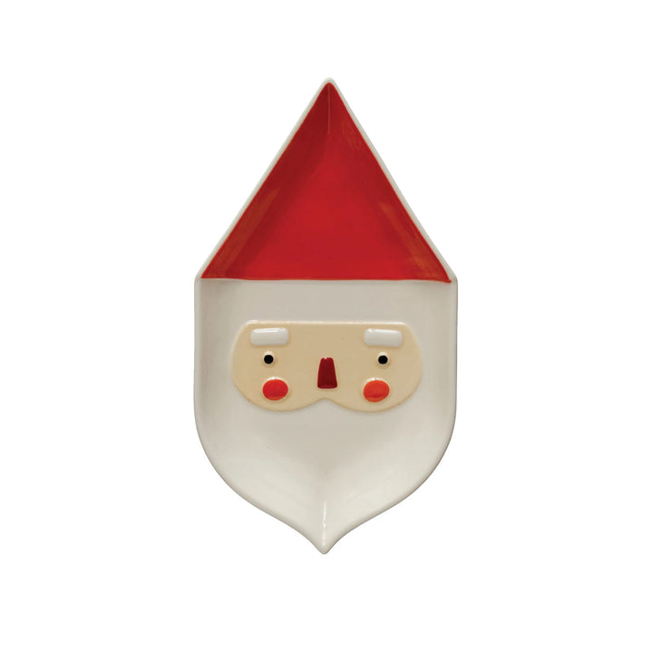 Stoneware Santa Shaped Platter, Red & White