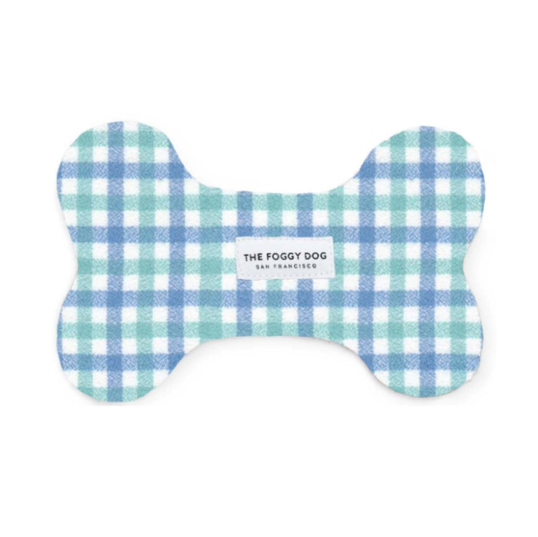 Foggy Dog Cornflower Gingham Flannel Easter Dog Bone Squeaky Toy