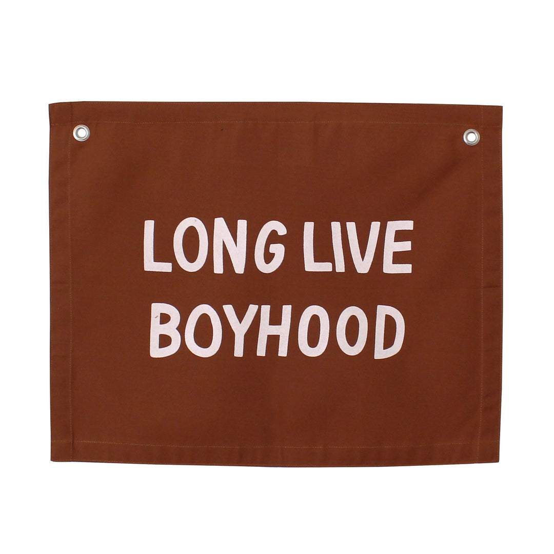 Long Live Boyhood Banner - Rust Cotton