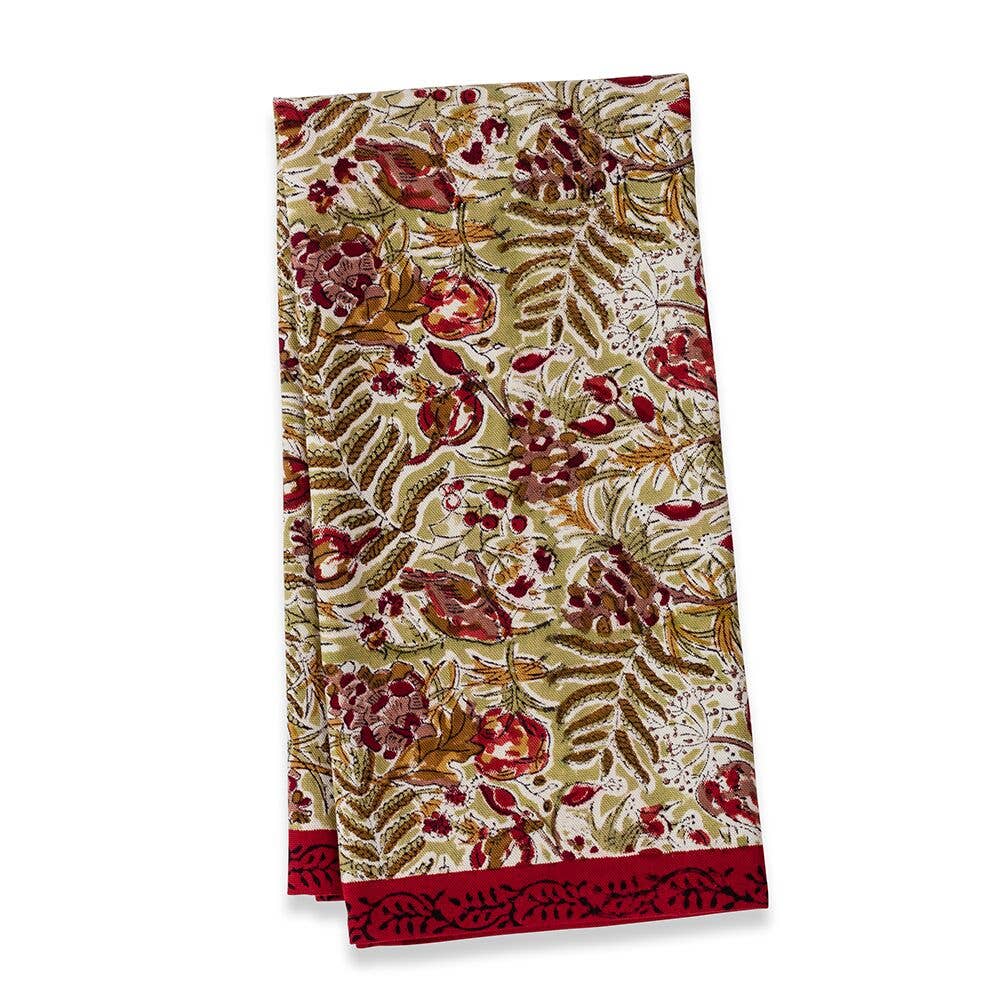 Winter Garden Red/Green Tea Towel