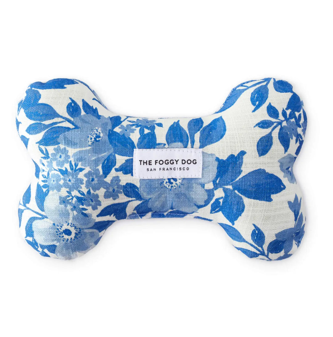 Foggy Dog 'Blue Roses' Spring Dog Bone Squeaky Toy