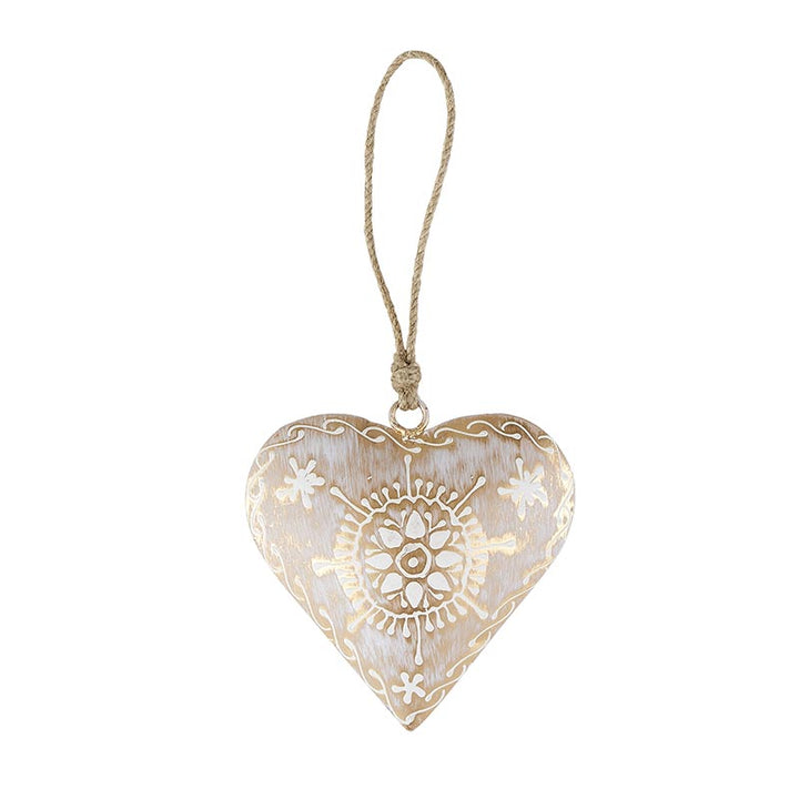 Rustic Heart Ornament - Gold