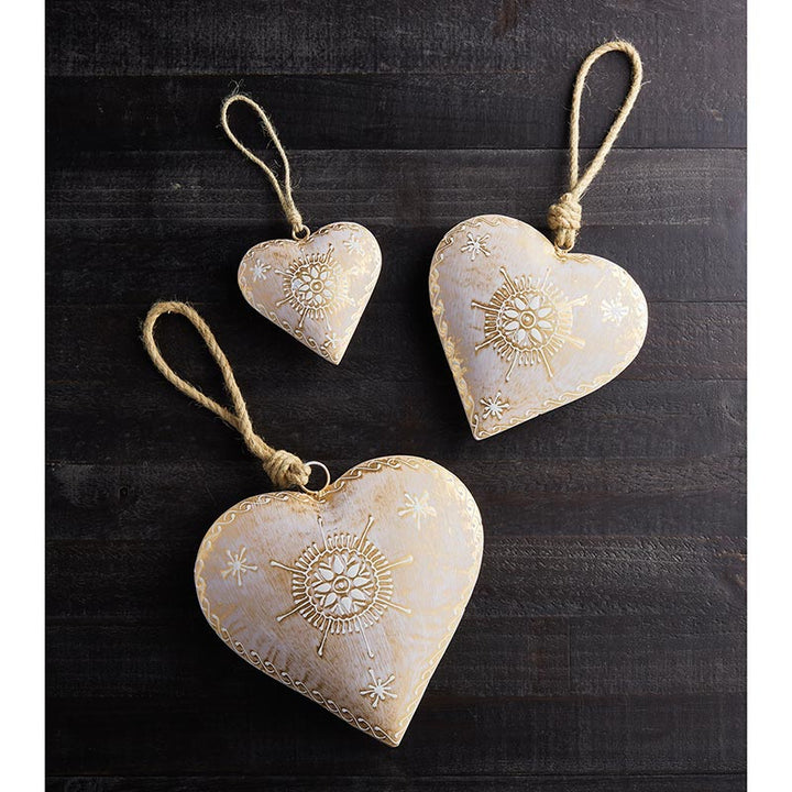 Rustic Heart Ornament - Gold