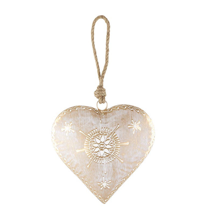 Rustic Heart Ornament - Gold