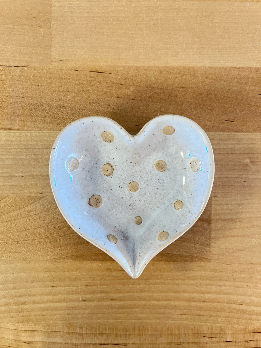Stoneware Heart Shaped Dish w/ Dots