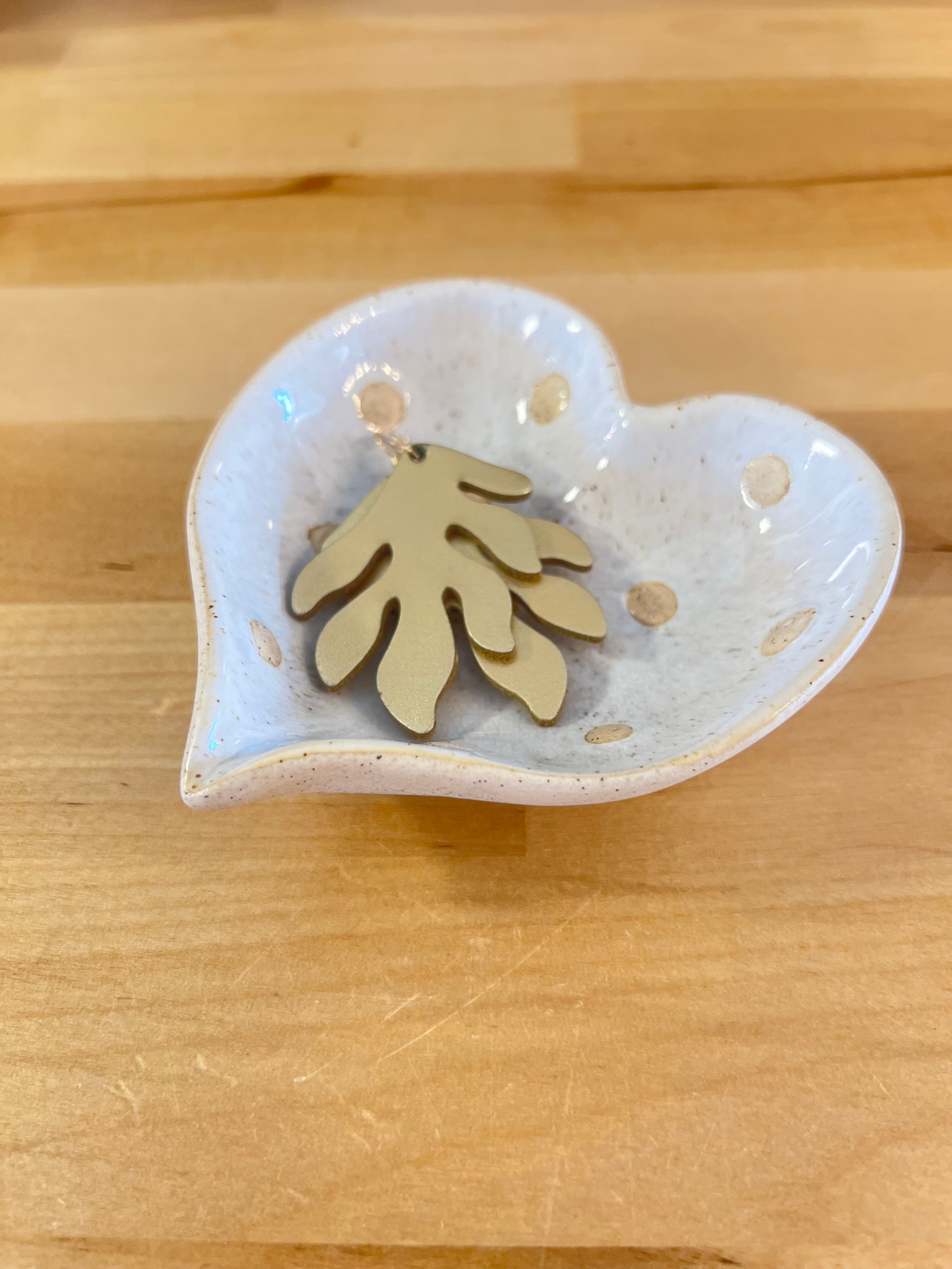 Stoneware Heart Shaped Dish w/ Dots