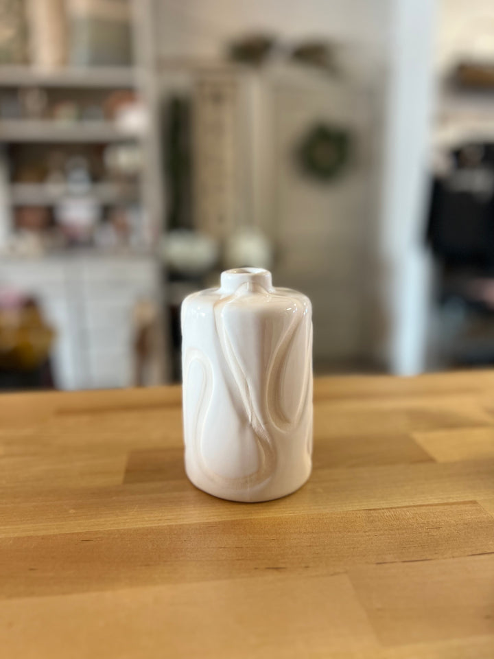 Stoneware Vase with Debossed Design