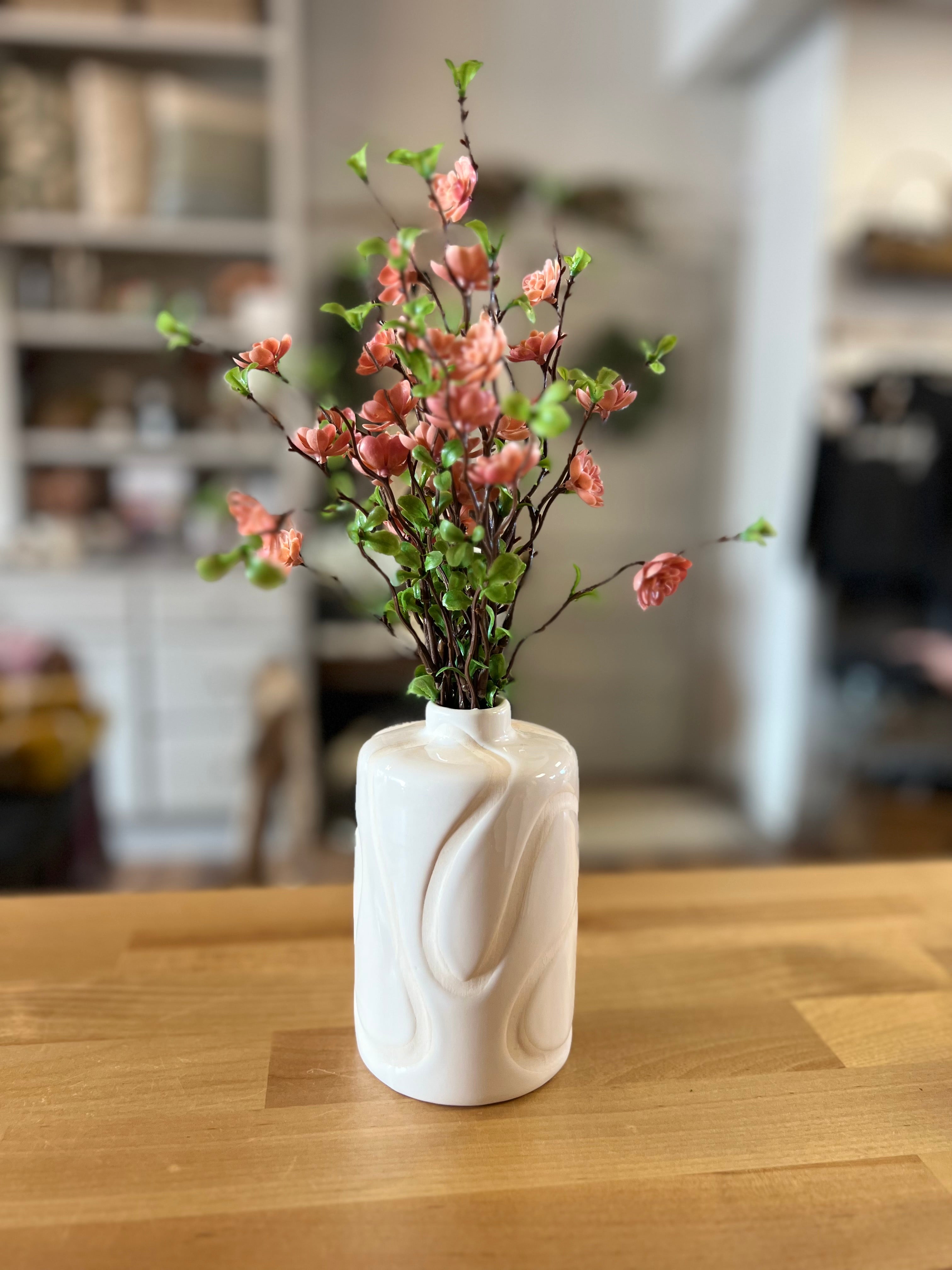 Stoneware Vase with Debossed Design