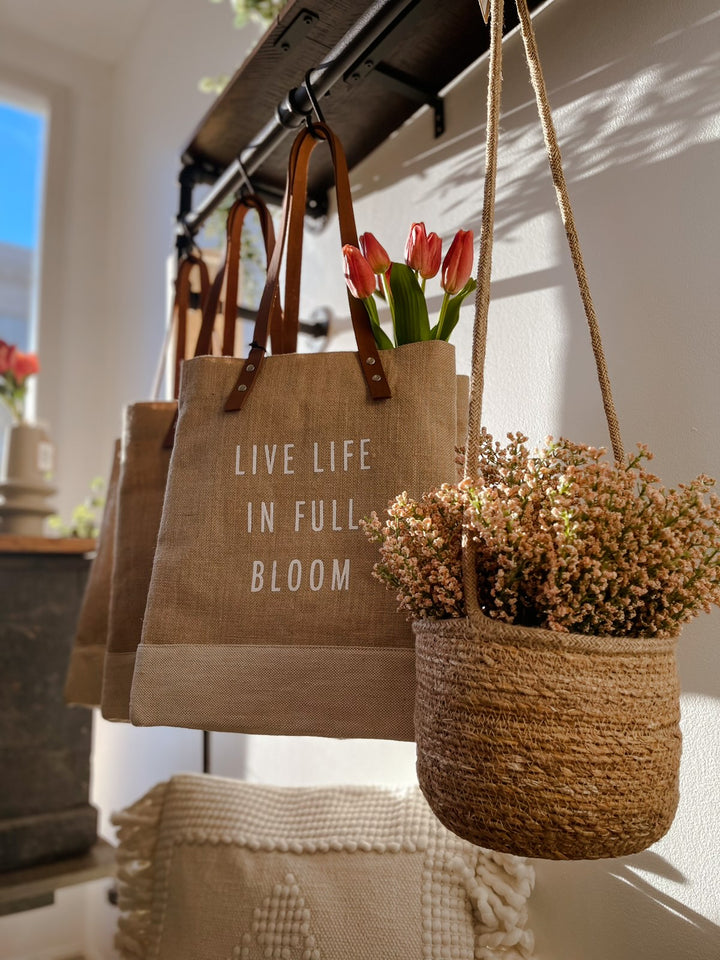Live Life in Full Bloom Wine Market Tote