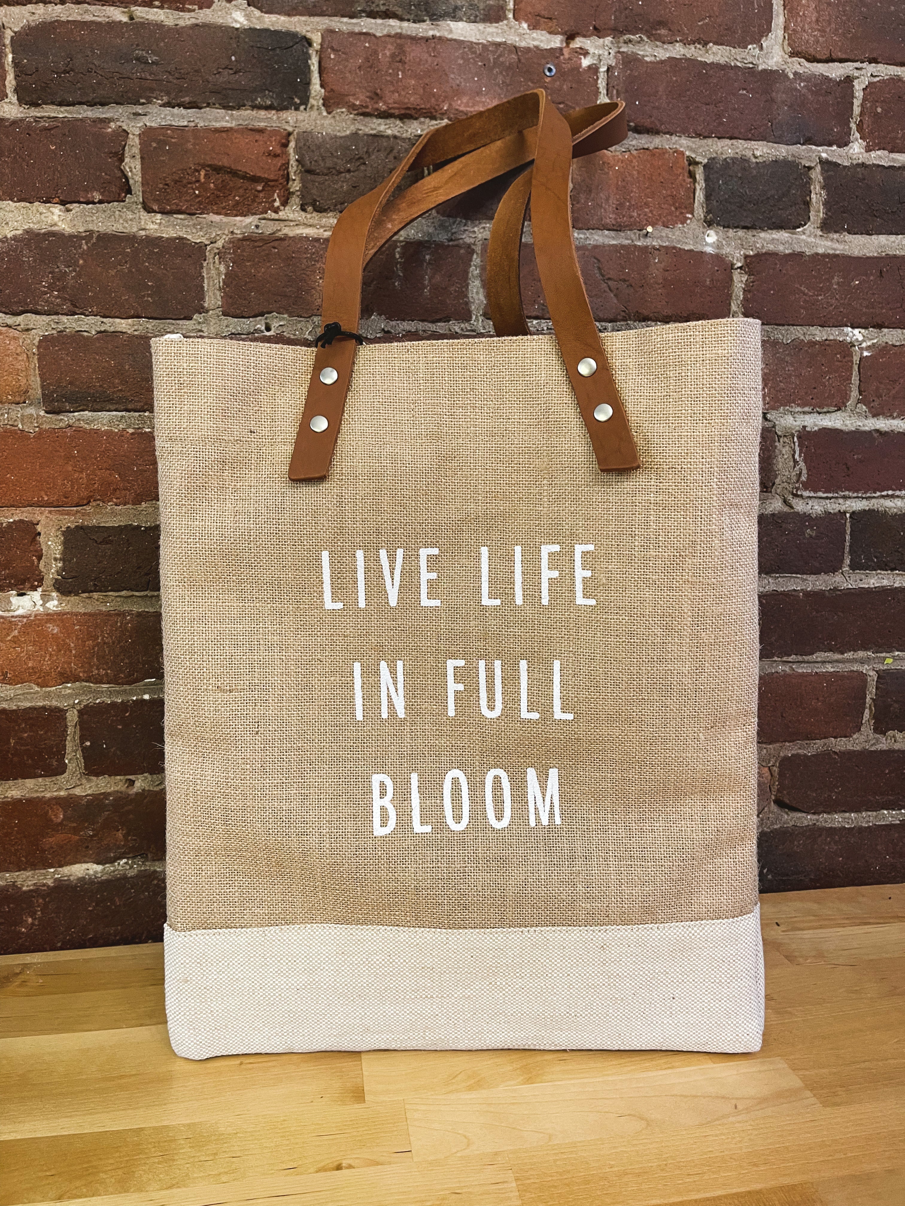 Live Life in Full Bloom Wine Market Tote