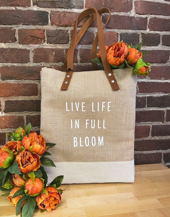 Live Life in Full Bloom Wine Market Tote